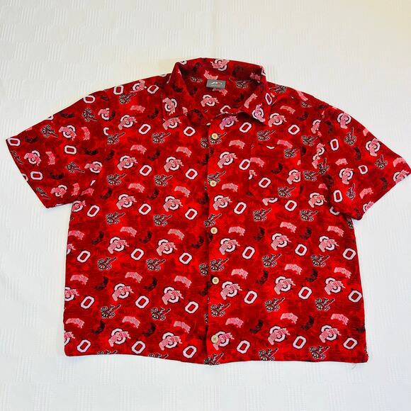 The Ohio State Buckeyes Mens L Hawaiian Shirt P2 by Pro Player VTG 100% Rayon - Picture 9 of 9